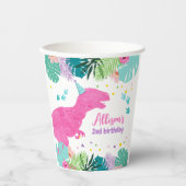 T-Rex Pink Dinosaur Girl Dino Prähistorischer Gebu Pappbecher (Vorderseite)