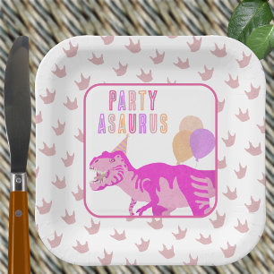 T-Rex Pink Niedlich Jurassic Dinosaur Geburtstagsp Pappteller
