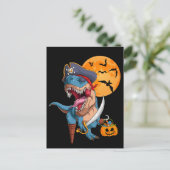 T-Rex Pirate Trick Arr Leckerei Halloween Dinosaur Postkarte (Stehend Vorderseite)