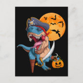 T-Rex Pirate Trick Arr Leckerei Halloween Dinosaur Postkarte (Vorderseite)