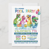 T-Rex Pool Party Geburtstagseinladung Einladung (Vorderseite)