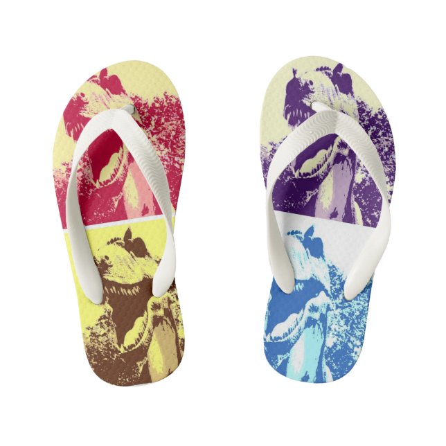 T-Rex Pop Art Kinderbadesandalen (Fußbett)