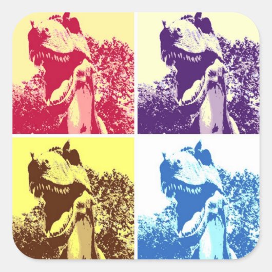 T-Rex Pop Art Quadratischer Aufkleber (Vorderseite)