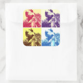 T-Rex Pop Art Quadratischer Aufkleber (Tasche)