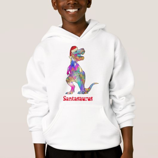 T Rex Psychedelic Dinosaurier Weihnachtsfeier Hoodie (Vorderseite)