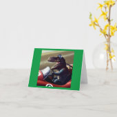 T Rex Racecar Karte (Gelbe Blume)
