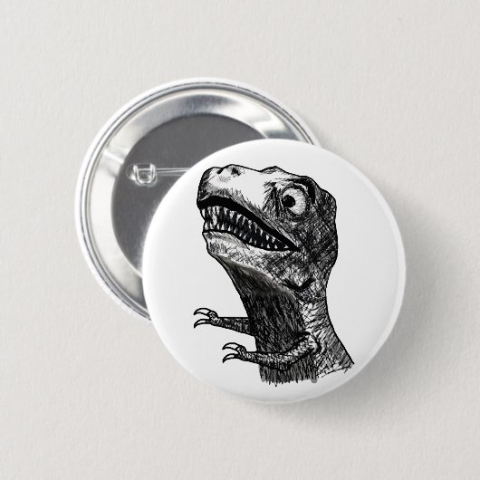 T-Rex Raserei Meme - Pinback Knopf Button (Vorne & Hinten)