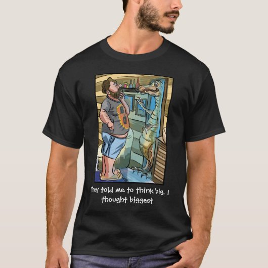 T-Rex-Reflektion: Denken Sie länger als groß T-Shirt (Vorderseite)