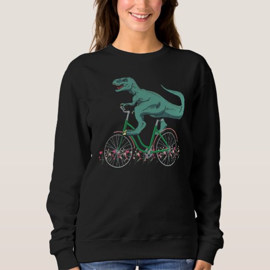 T Rex Reiten eines Fahrrads Trex Dinosaur Fahrradf Sweatshirt (Vorderseite)