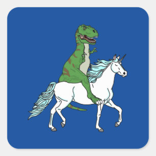 T-Rex-Reitunikorn Quadratischer Aufkleber