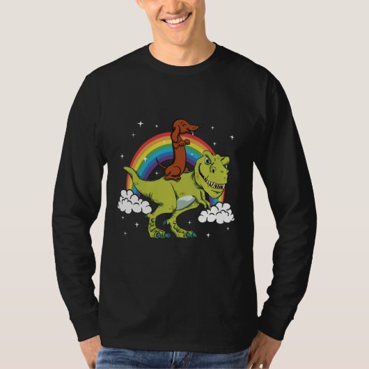 T Rex Riding Dackel Dog Amp vorhanden T-Shirt (Vorderseite)