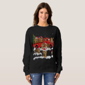 T-rex Riding Red Truck Weihnachtsbaum glauben Sant Sweatshirt (Vorne ganz)