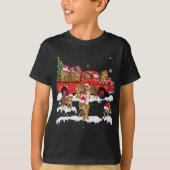 T-rex Riding Red Truck Weihnachtsbaum glauben Sant T-Shirt (Vorderseite)