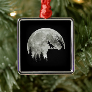 T-rex Roar auf dem Halloween-Mondgeschenk Ornament Aus Metall