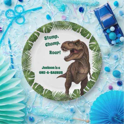 T-Rex Roar Dinosaur Birthday Paper Plates Pappteller (Party)