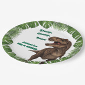 T-Rex Roar Dinosaur Birthday Paper Plates Pappteller (Schrägansicht)