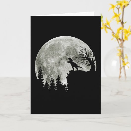 t-rex roar on mountain halloween moon karte (Gelbe Blume)