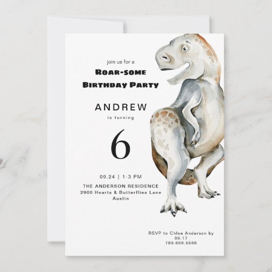 T-Rex Roar-some Birthday Party Einladung (Vorderseite)