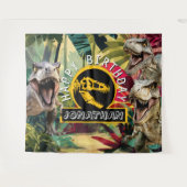 T rex Roaring Good Time Background Wandteppich (Vorderseite (Horizontal))