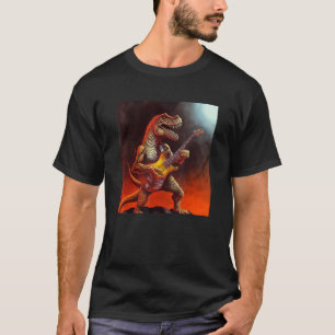 T Rex Rocker  Dinosaur spielt Gitarre Rockstar Gui T-Shirt