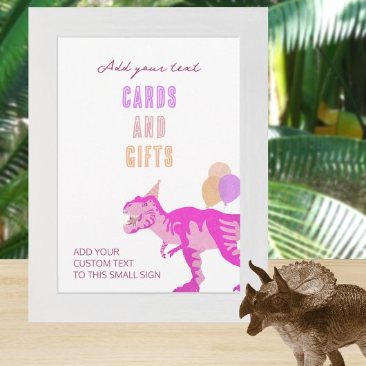 T-Rex Rosa Dino 12x18 Portrait Editable Sign Card Einladung