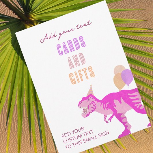 T-Rex Rosa Dino 12x18 Portrait Editable Sign Card Einladung