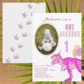 T-Rex Rosa Foto jedes Alters Niedlich 1. Geburtsta Einladung