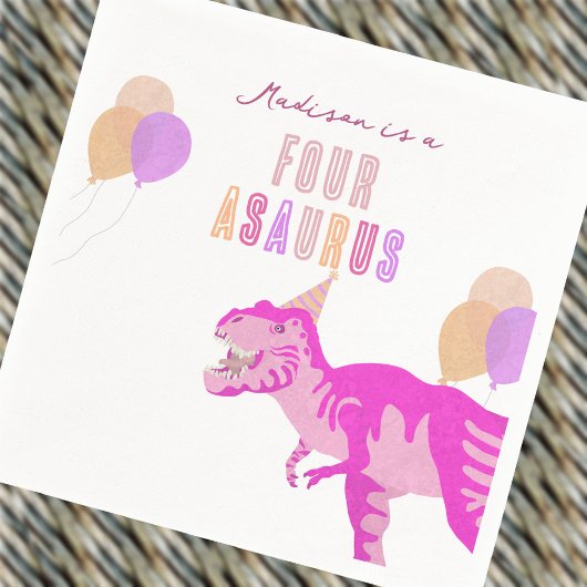 T-Rex Rosa Niedlich jedes Alter Dinosaurier Geburt Serviette