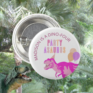 T-Rex Rosa Party Asaurus Niedlich Dinosaur Geburts Button