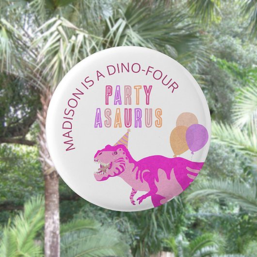 T-Rex Rosa Party Asaurus Niedlich Dinosaur Geburts Button