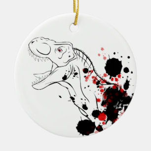 T-Rex (rot und schwarz) Keramik Ornament