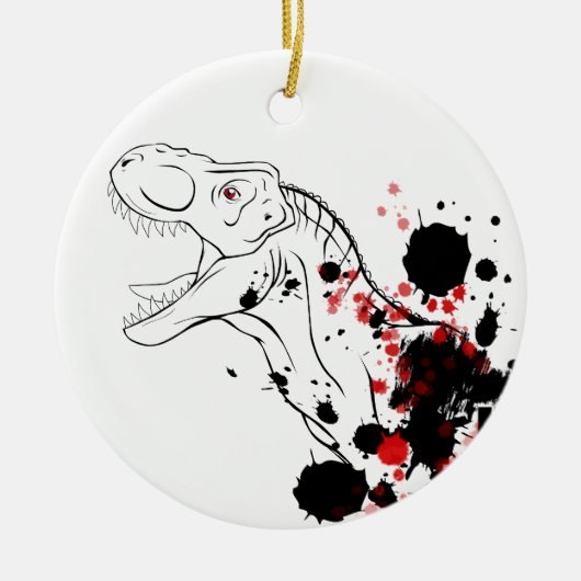 T-Rex (rot und schwarz) Keramik Ornament (Vorne)