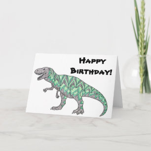 T-Rex sagt viel Glück zum Geburtstag! Dinosaur Bir Karte