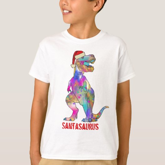 T-Rex Santa Dinosaur Weihnachten T-Shirt (Vorderseite)