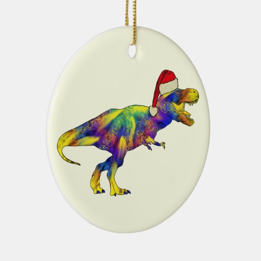 T. rex Santa Funny Dinosaur Keramik Ornament (Rechts)