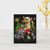 T-rex Santa In Monster Truck With Christmas Trees Karte (Gelbe Blume)