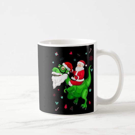 T-rex Santa Ride Funny Ugly Christmas Toddler_kids Kaffeetasse (Rechts)