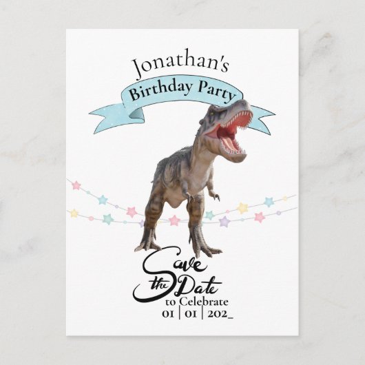 T Rex, Save the Date Junge Postkarte (Vorderseite)