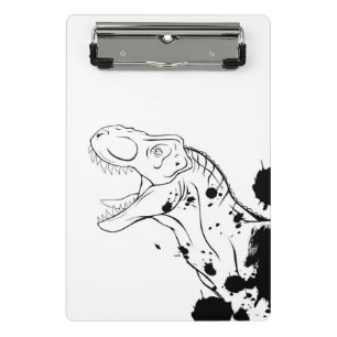 T-Rex (schwarz und weiß) Mini Klemmbrett