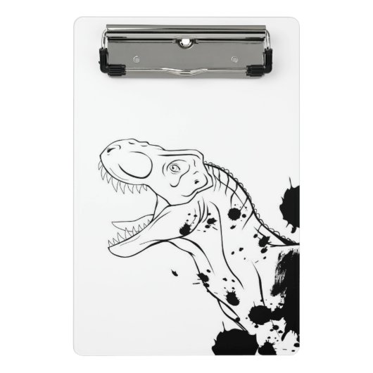 T-Rex (schwarz und weiß) Mini Klemmbrett (Vorderseite)