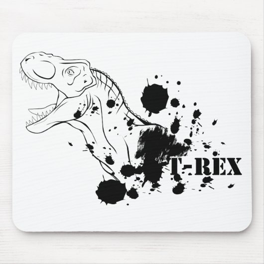 T-Rex (schwarz und weiß) Mousepad (Vorne)