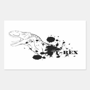 T-Rex (schwarz und weiß) Rechteckiger Aufkleber