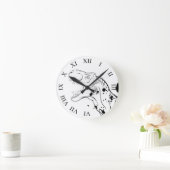 T-Rex (schwarz und weiß) Runde Wanduhr (Zuhause)