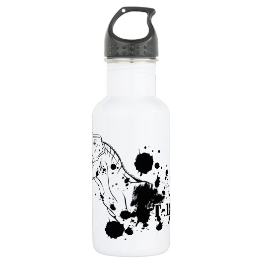 T-Rex (schwarz und weiß) Trinkflasche (Vorderseite)