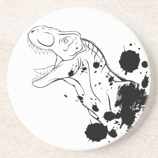 T-Rex (schwarz und weiß) Untersetzer (Vorne)