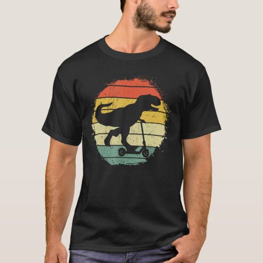 T Rex Scooter Retro Scootering Dinosaur T-Shirt (Vorderseite)