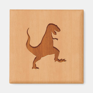 T-rex Silhouette graviert auf hölzernem Entwurf Magnet
