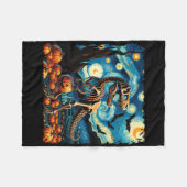 T-rex Skeleton Halloween Van Gogh Starry Night Fal Fleecedecke (Vorderseite (Horizontal))