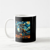T-rex Skeleton Halloween Van Gogh Starry Night Fal Kaffeetasse (Links)