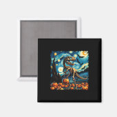 T-rex Skeleton Halloween Van Gogh Starry Night Fal Magnet (Vorderseite/Rückseite)
